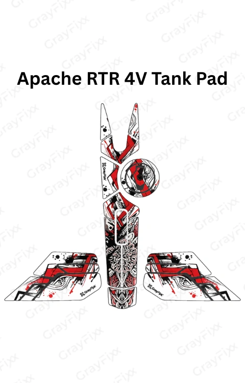 Apache RTR 4V Full Tank Pad with Knee Pad | Full Tank Pad Compatible with Apache RTR 4V, Premium Finish, Waterproof, Pack of 1